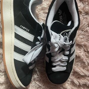 adidas Campus Black with White Stripes Sneakers